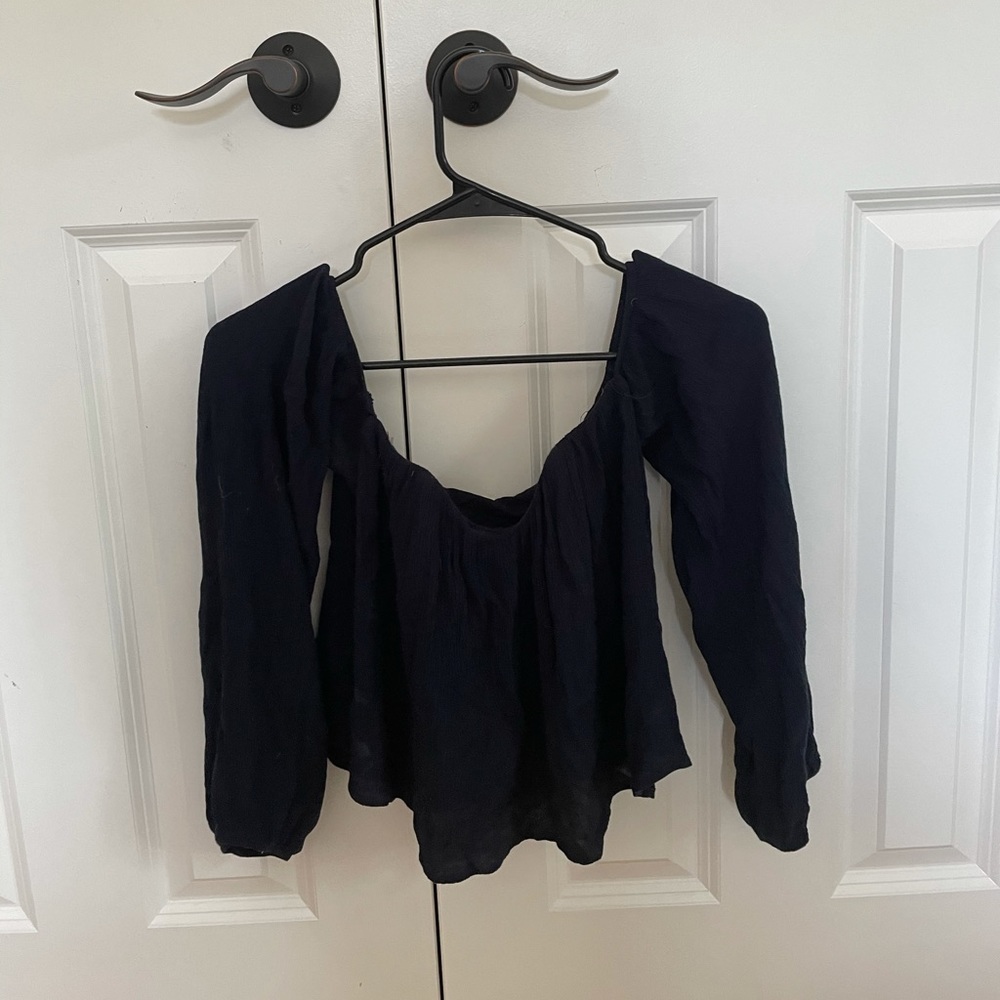 Navy off the shouldber blouse